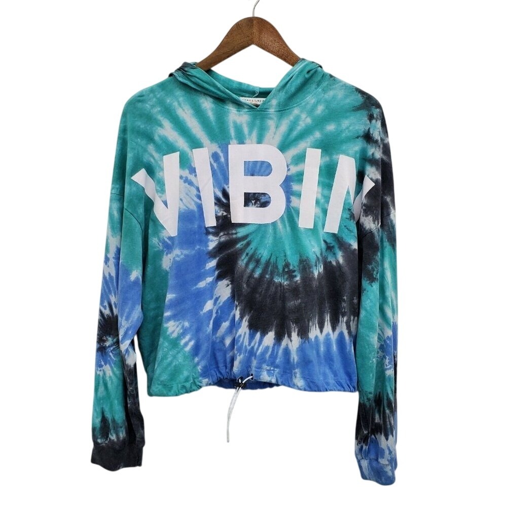 Streetwear Society Womens Tie Dye "VIBIN" Lightweight Hoodie Sweatshirt Size L